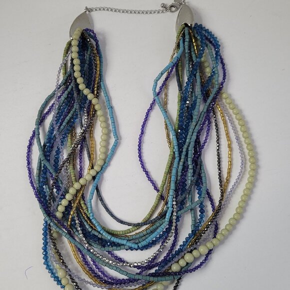Necklace CHICO'S Multi-Strands Multi-Colors Beads Signed 17" BoHo Elegance - Picture 2 of 13